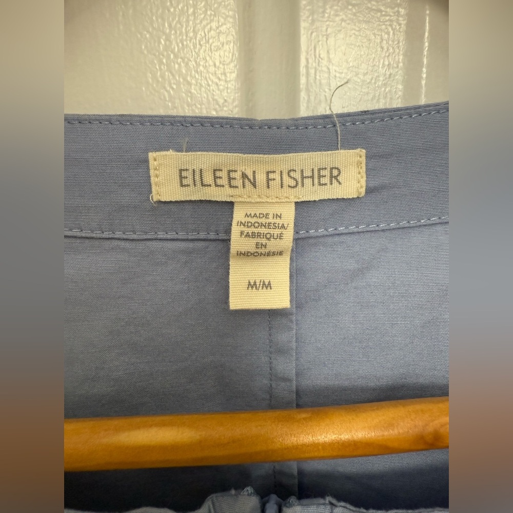 Eileen Fisher Sleeveless Organic Cotton Poplin Dress Quarter Zip Light Blue Sz M - Picture 4 of 10